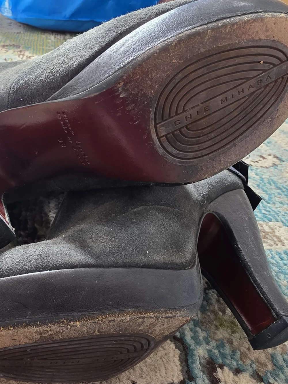 Chie Mihara Black Suede Ankle Booties